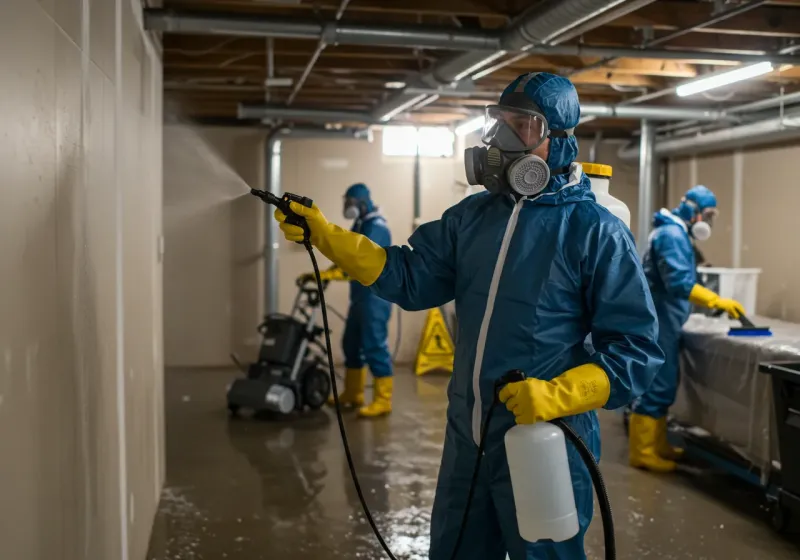 Basement Sanitization and Antimicrobial Treatment process in Huntingburg, IN