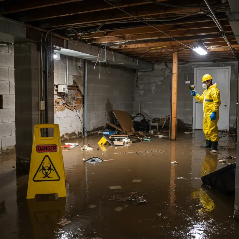 Flooded Basement Electrical Hazard in Huntingburg, IN Property