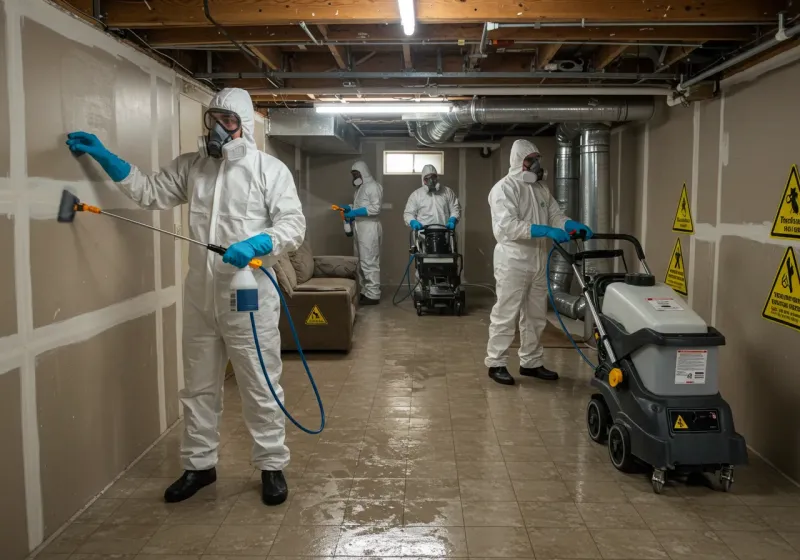 Basement Moisture Removal and Structural Drying process in Huntingburg, IN